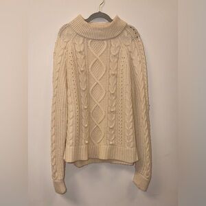 J. Crew Cream Cable Knit Turtleneck Sweater